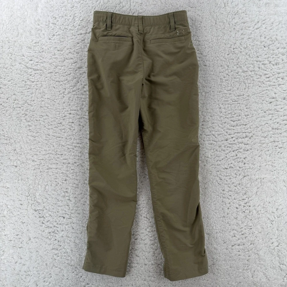 Under Armour Chino Pants Boys 12 Green Relaxed Fit Performance Golf Pocket 24x26